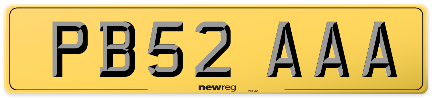 PB52 AAA Rear Number Plate