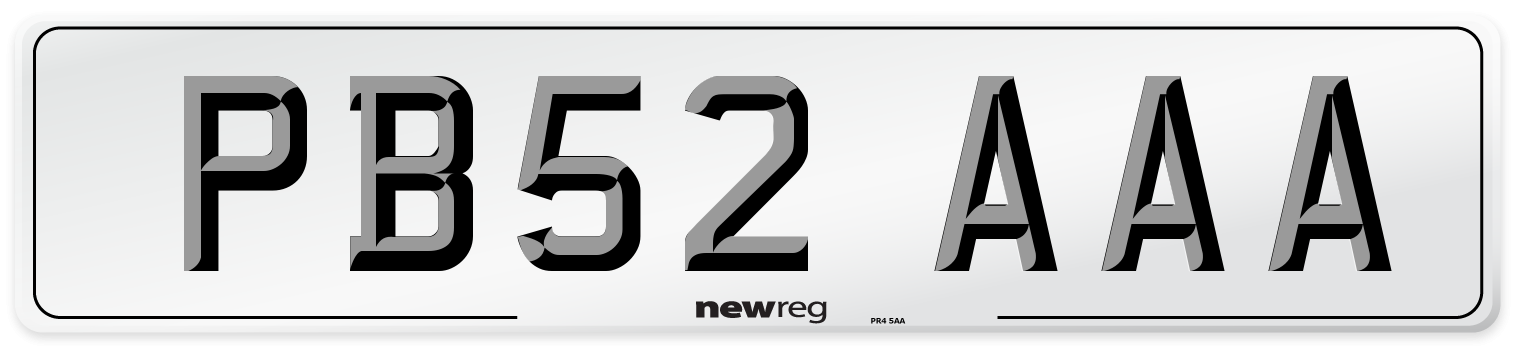 PB52 AAA Front Number Plate