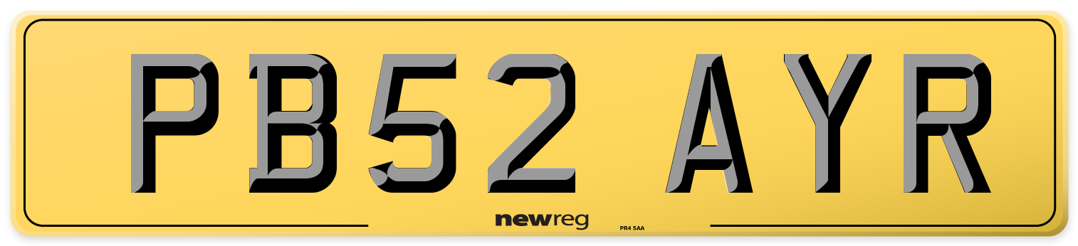 PB52 AYR Rear Number Plate