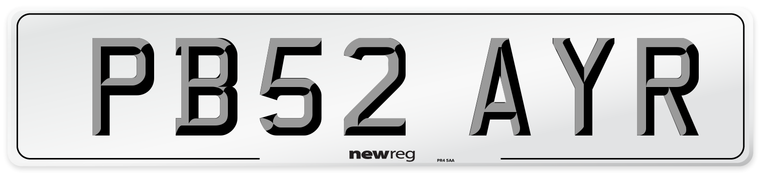 PB52 AYR Front Number Plate