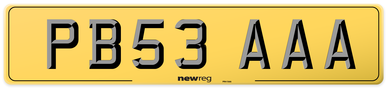 PB53 AAA Rear Number Plate