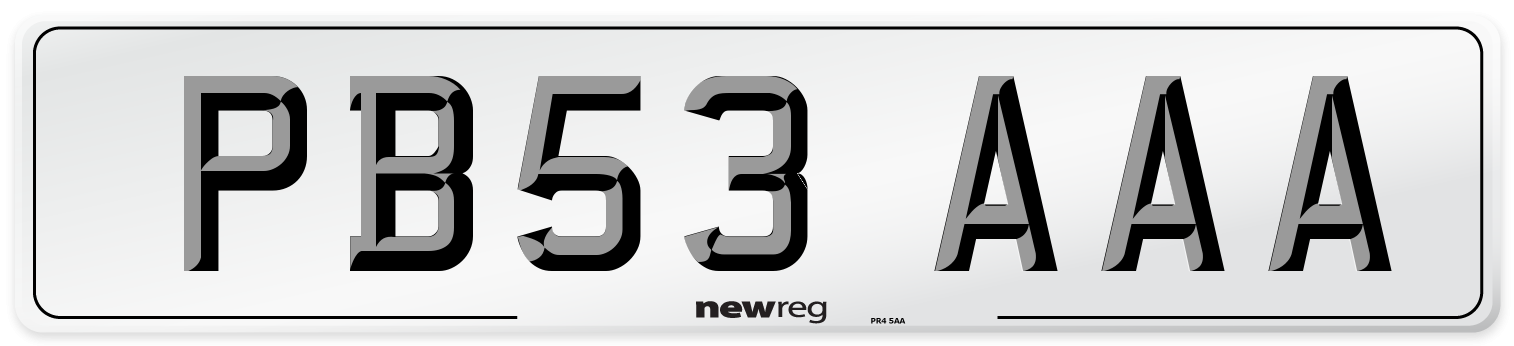 PB53 AAA Front Number Plate