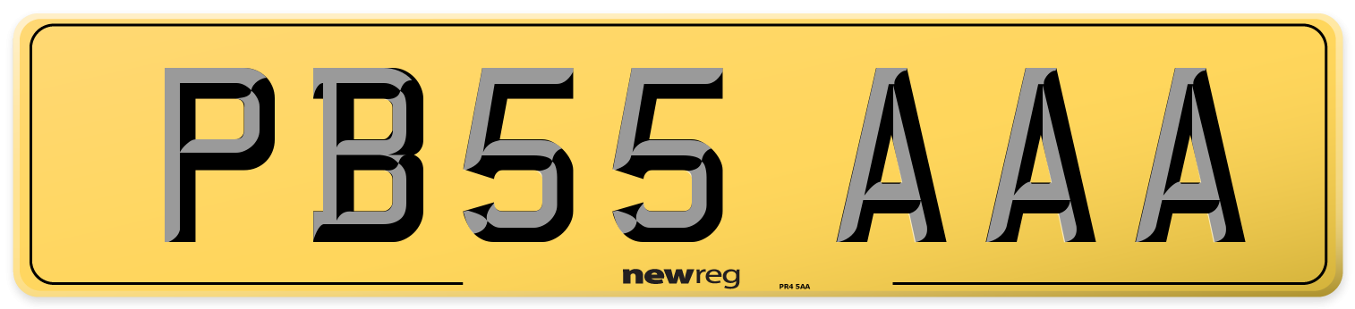 PB55 AAA Rear Number Plate
