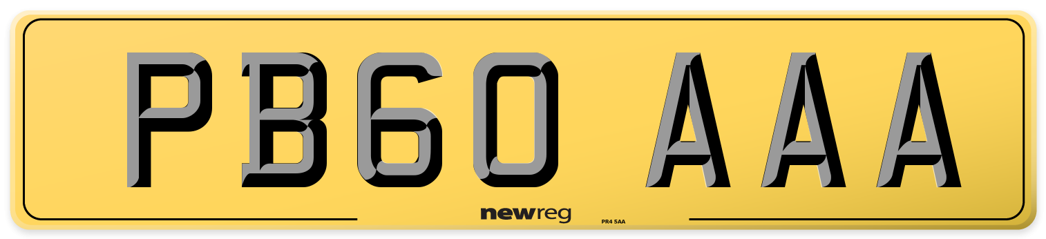 PB60 AAA Rear Number Plate
