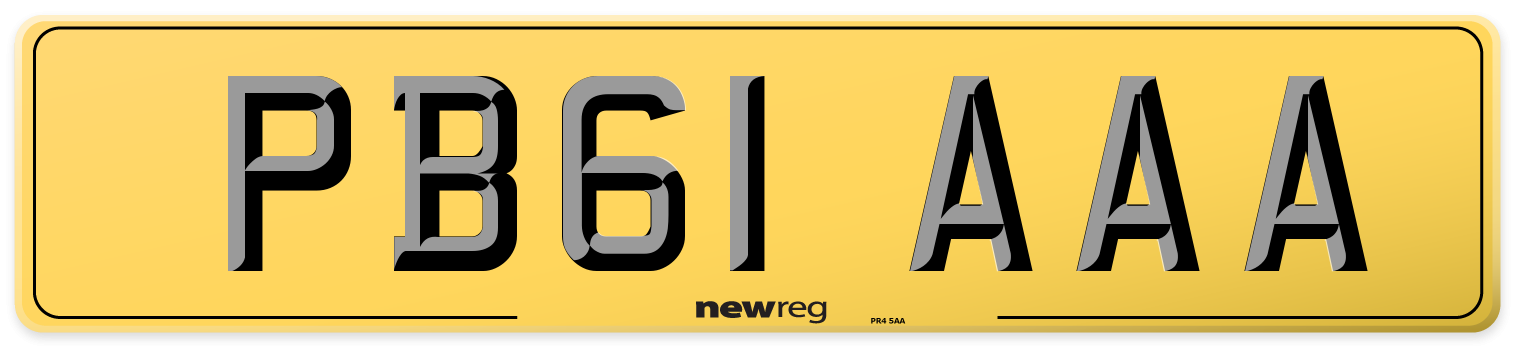 PB61 AAA Rear Number Plate
