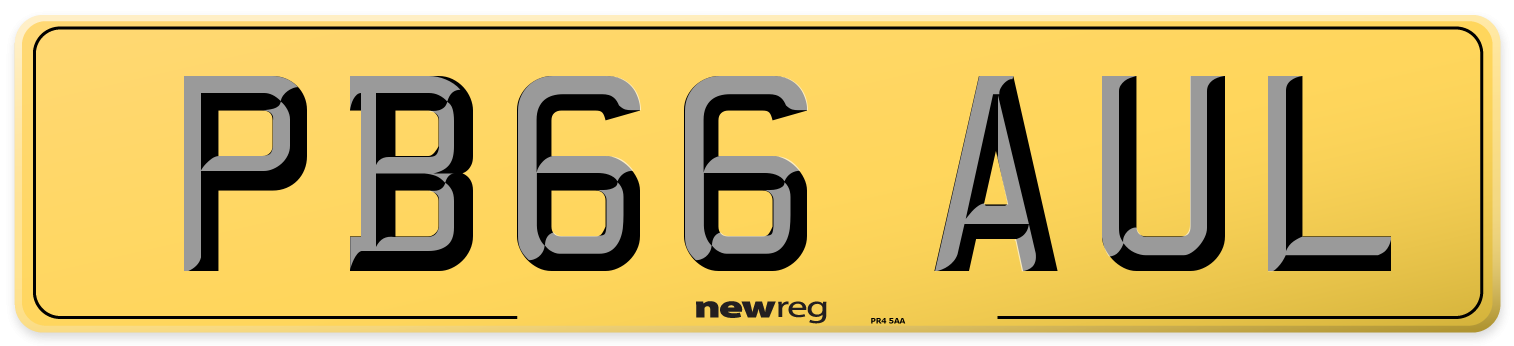 PB66 AUL Rear Number Plate