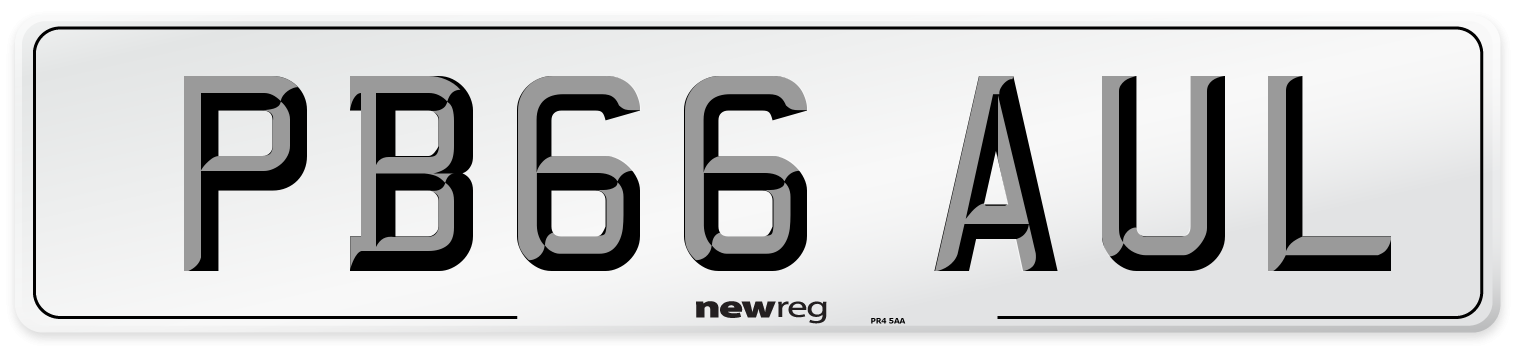 PB66 AUL Front Number Plate