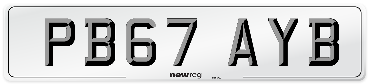 PB67 AYB Front Number Plate