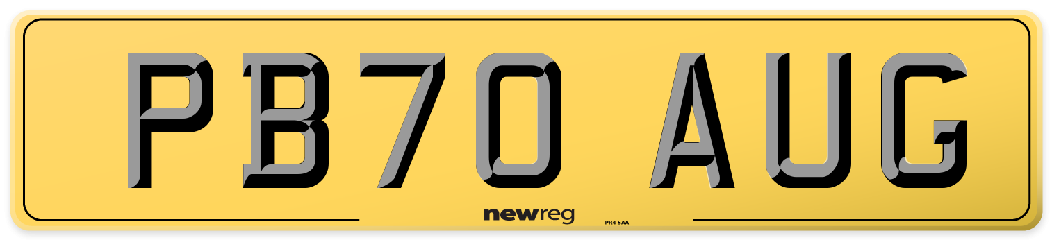 PB70 AUG Rear Number Plate