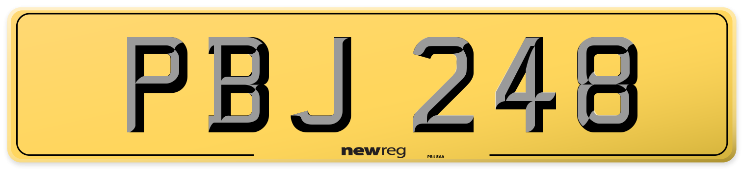 PBJ 248 Rear Number Plate