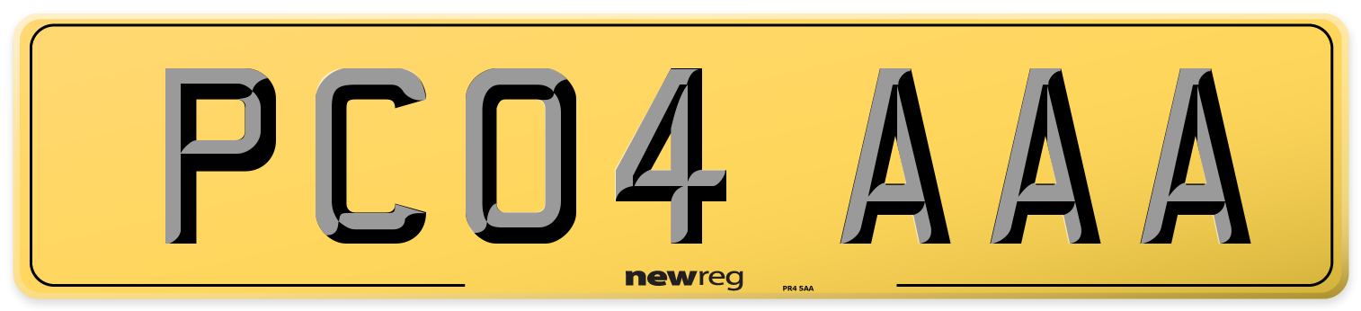 PC04 AAA Rear Number Plate