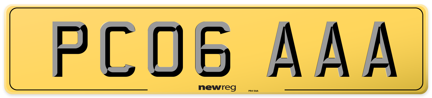 PC06 AAA Rear Number Plate