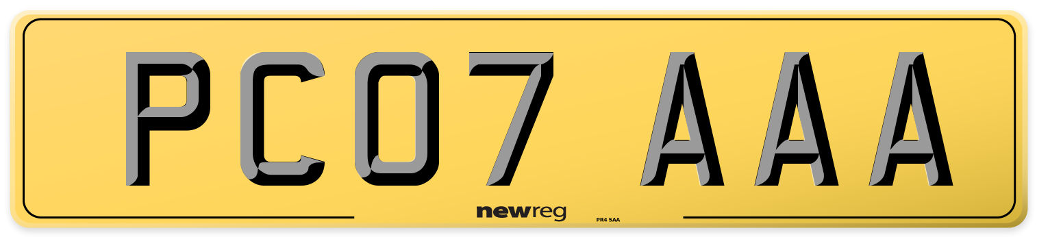 PC07 AAA Rear Number Plate
