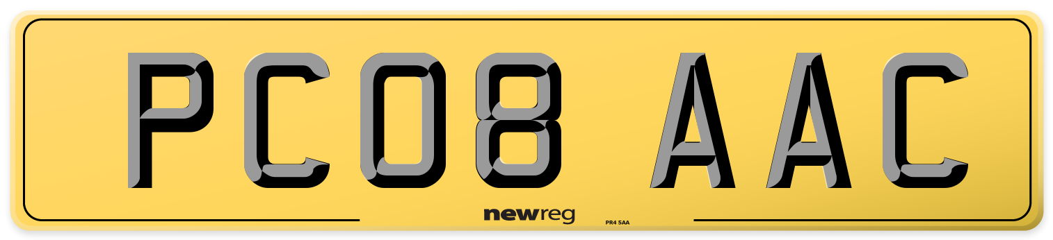 PC08 AAC Rear Number Plate