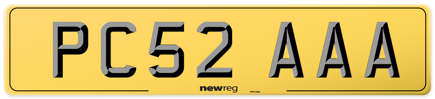 PC52 AAA Rear Number Plate