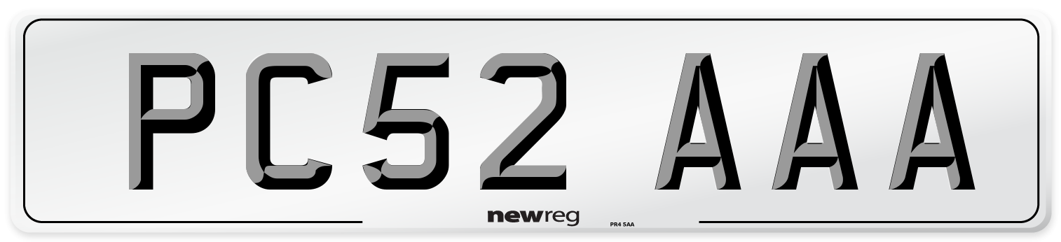 PC52 AAA Front Number Plate