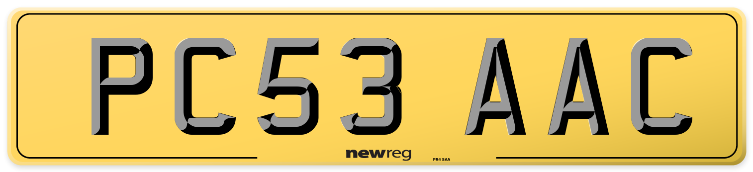 PC53 AAC Rear Number Plate
