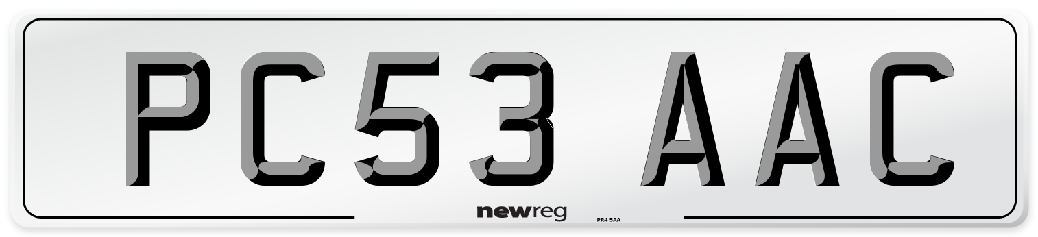 PC53 AAC Front Number Plate