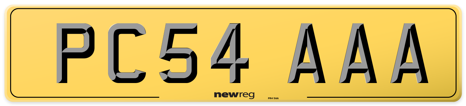 PC54 AAA Rear Number Plate