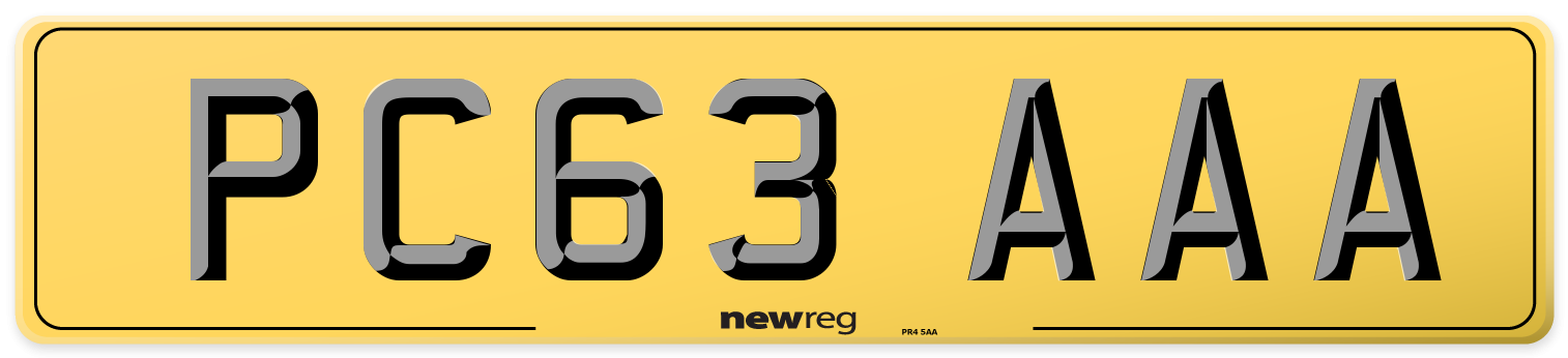 PC63 AAA Rear Number Plate