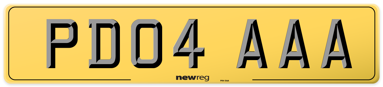 PD04 AAA Rear Number Plate