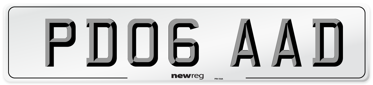PD06 AAD Front Number Plate
