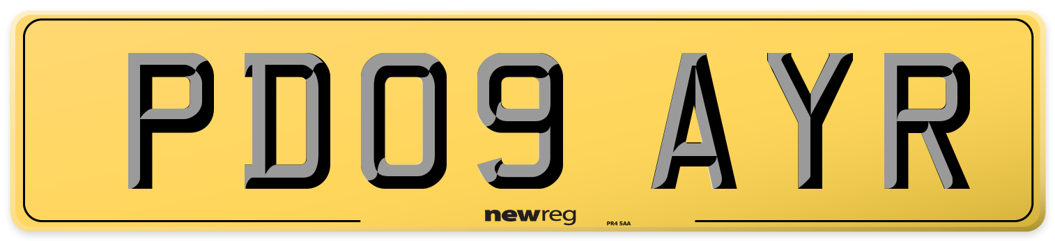 PD09 AYR Rear Number Plate