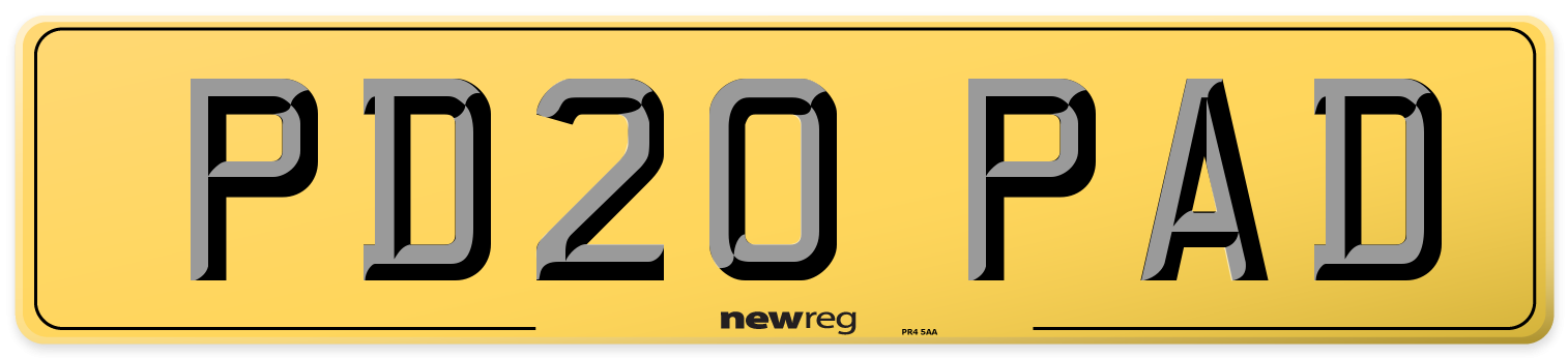 PD20 PAD Rear Number Plate
