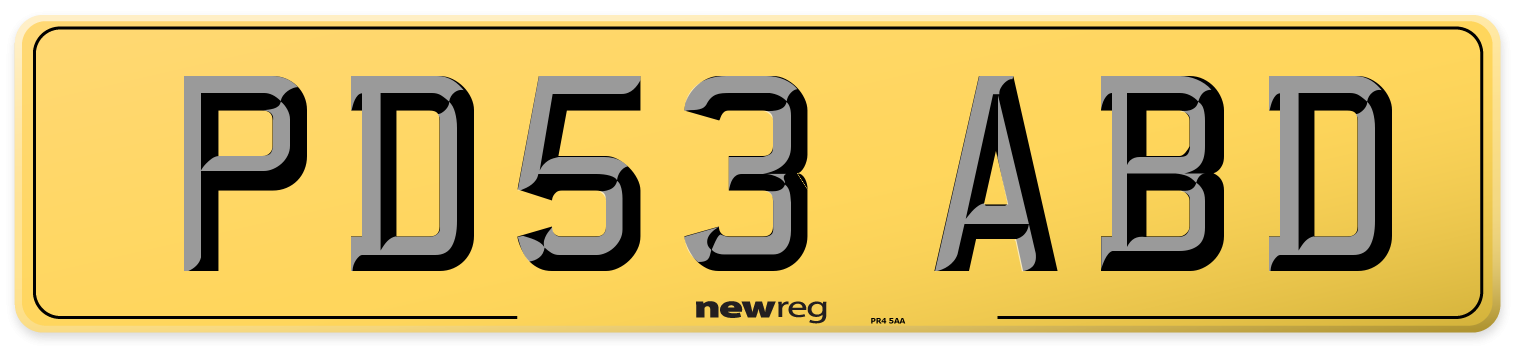 PD53 ABD Rear Number Plate