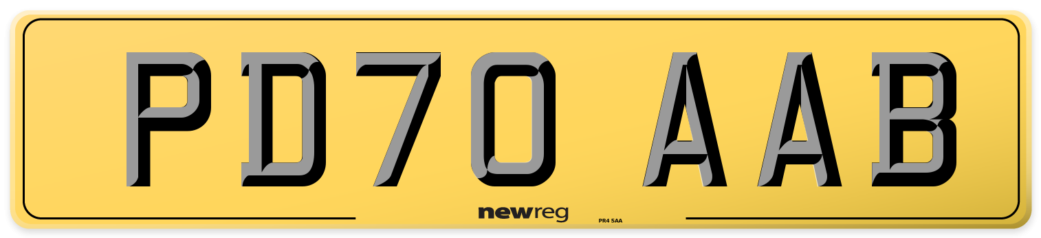 PD70 AAB Rear Number Plate