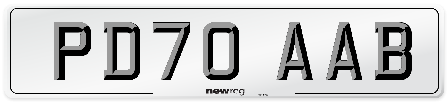 PD70 AAB Front Number Plate