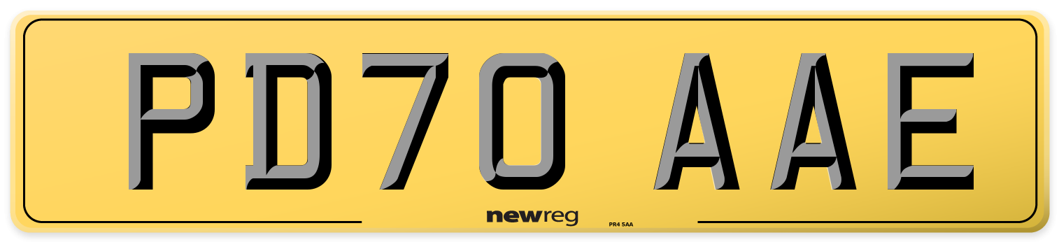 PD70 AAE Rear Number Plate