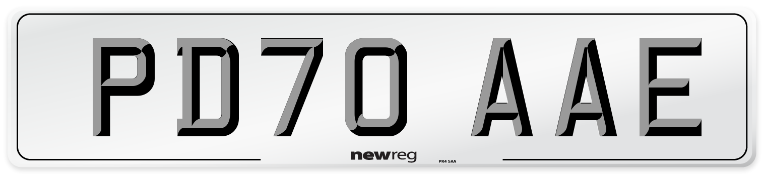 PD70 AAE Front Number Plate