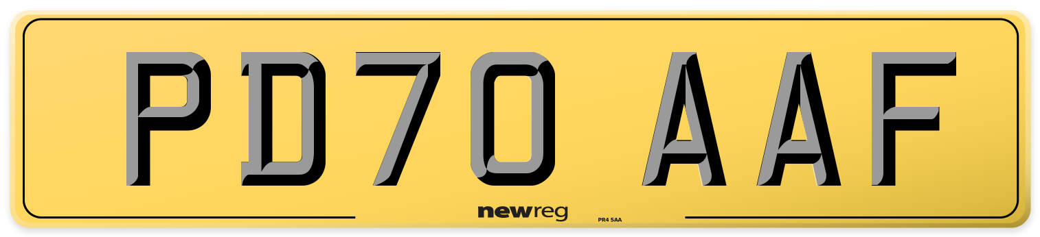 PD70 AAF Rear Number Plate