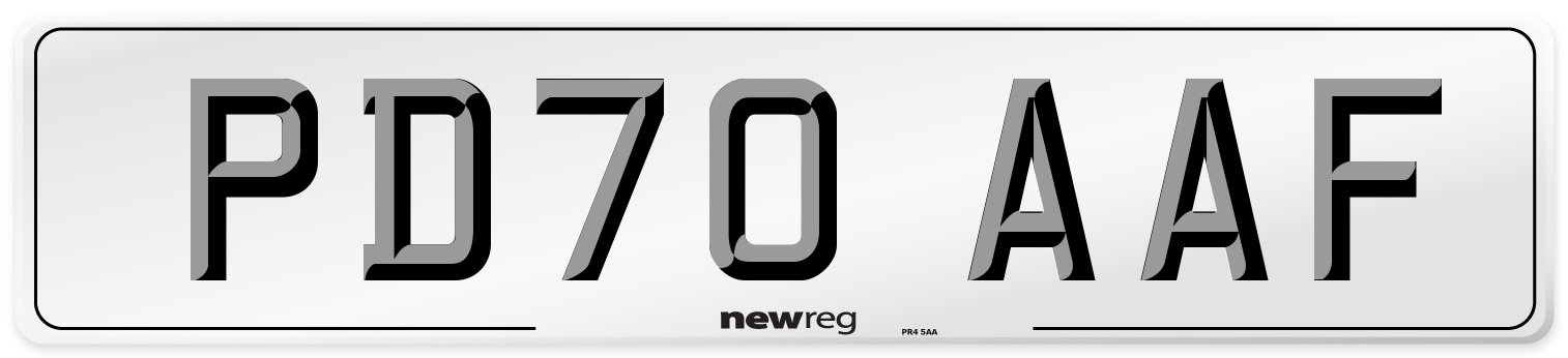 PD70 AAF Front Number Plate