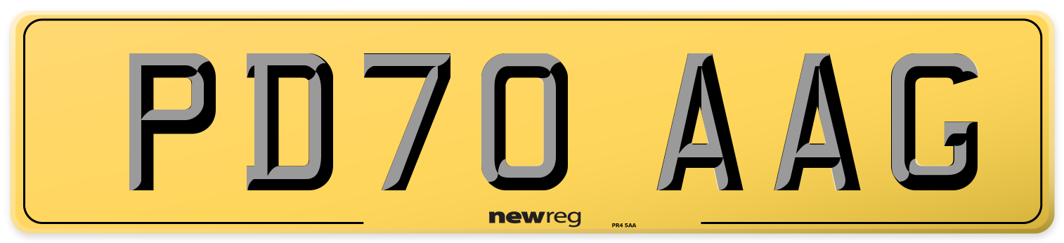 PD70 AAG Rear Number Plate
