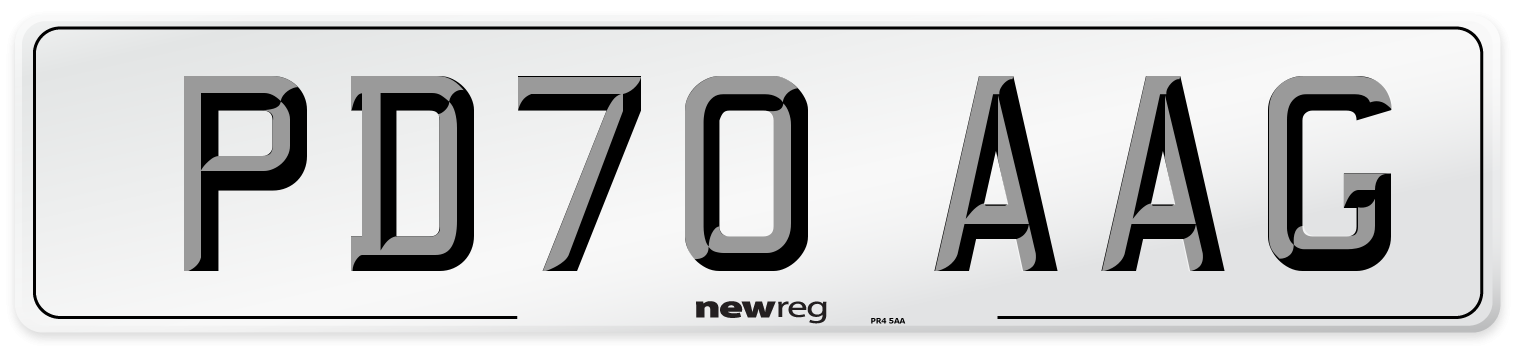 PD70 AAG Front Number Plate