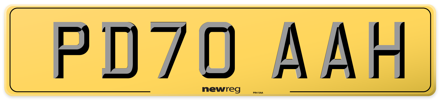 PD70 AAH Rear Number Plate