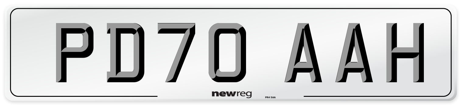 PD70 AAH Front Number Plate