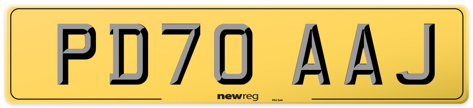 PD70 AAJ Rear Number Plate