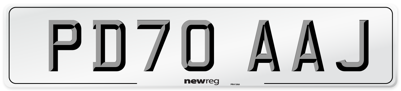 PD70 AAJ Front Number Plate
