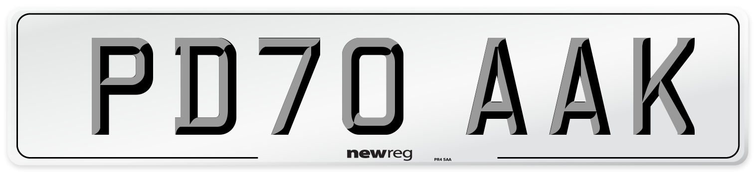 PD70 AAK Front Number Plate