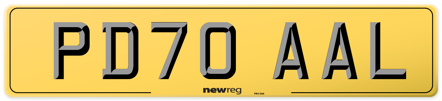 PD70 AAL Rear Number Plate