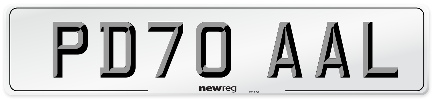 PD70 AAL Front Number Plate