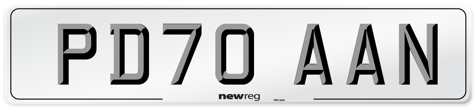 PD70 AAN Front Number Plate