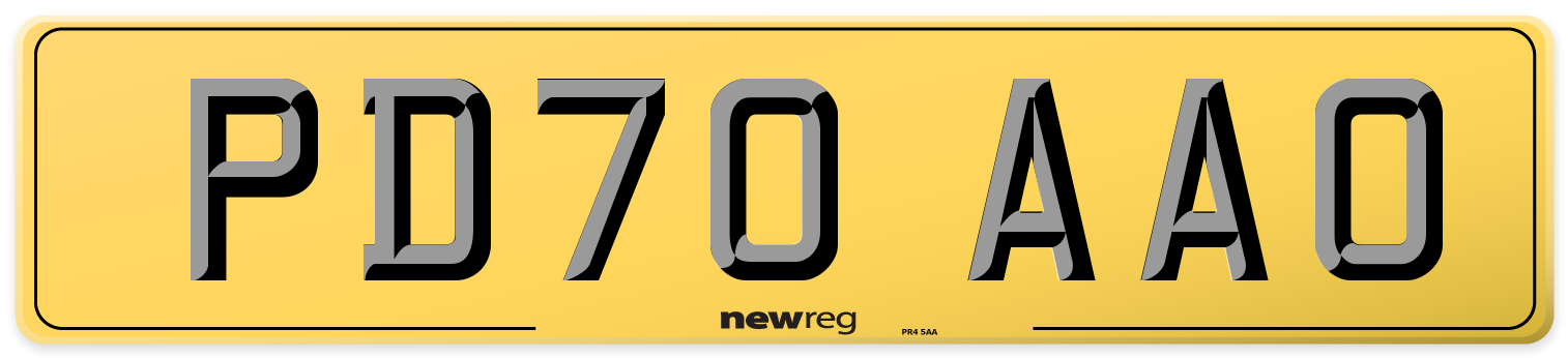 PD70 AAO Rear Number Plate
