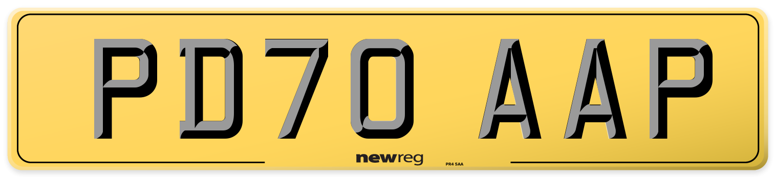 PD70 AAP Rear Number Plate