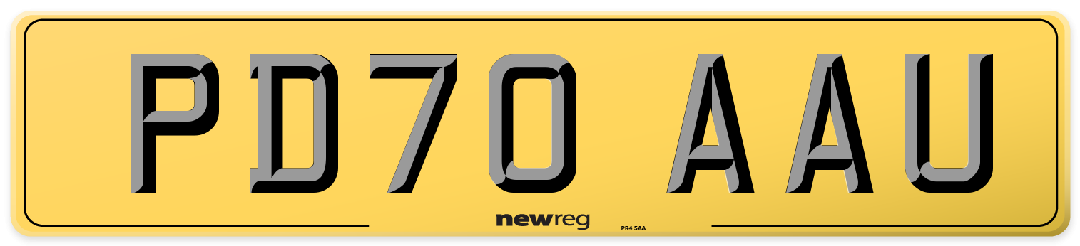 PD70 AAU Rear Number Plate
