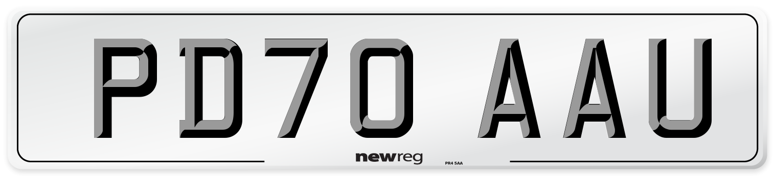 PD70 AAU Front Number Plate