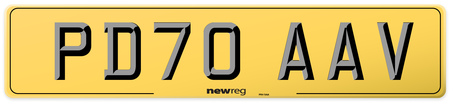 PD70 AAV Rear Number Plate